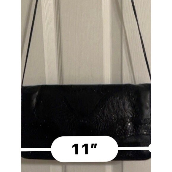 Vintage 80s Carlos Falchi Shoulderbag Black Lizard & Snakeskin Print Leather EUC - Picture 7 of 9